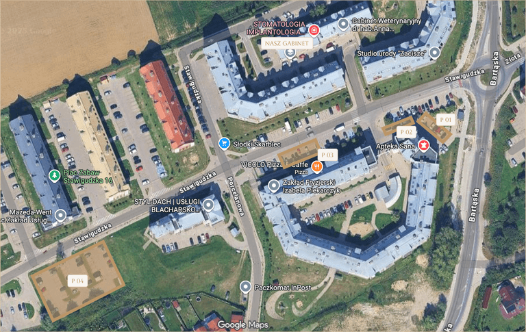 Mapa parkingu - Lokalizacja gabinetu stomatologicznego Dr. Pietruszczak