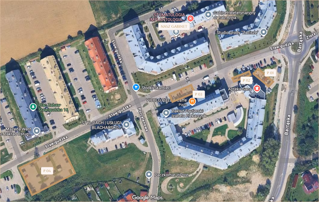 Mapa parkingu - Lokalizacja gabinetu stomatologicznego Dr. Pietruszczak